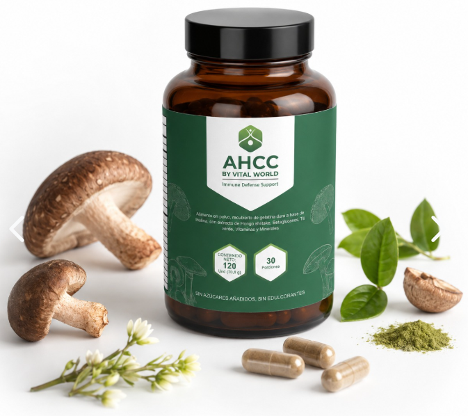 APOYO INMUNOLÓGICO MULTICOMPONENTE Y VITAMINICO  AHCC BY VITAL WORLD