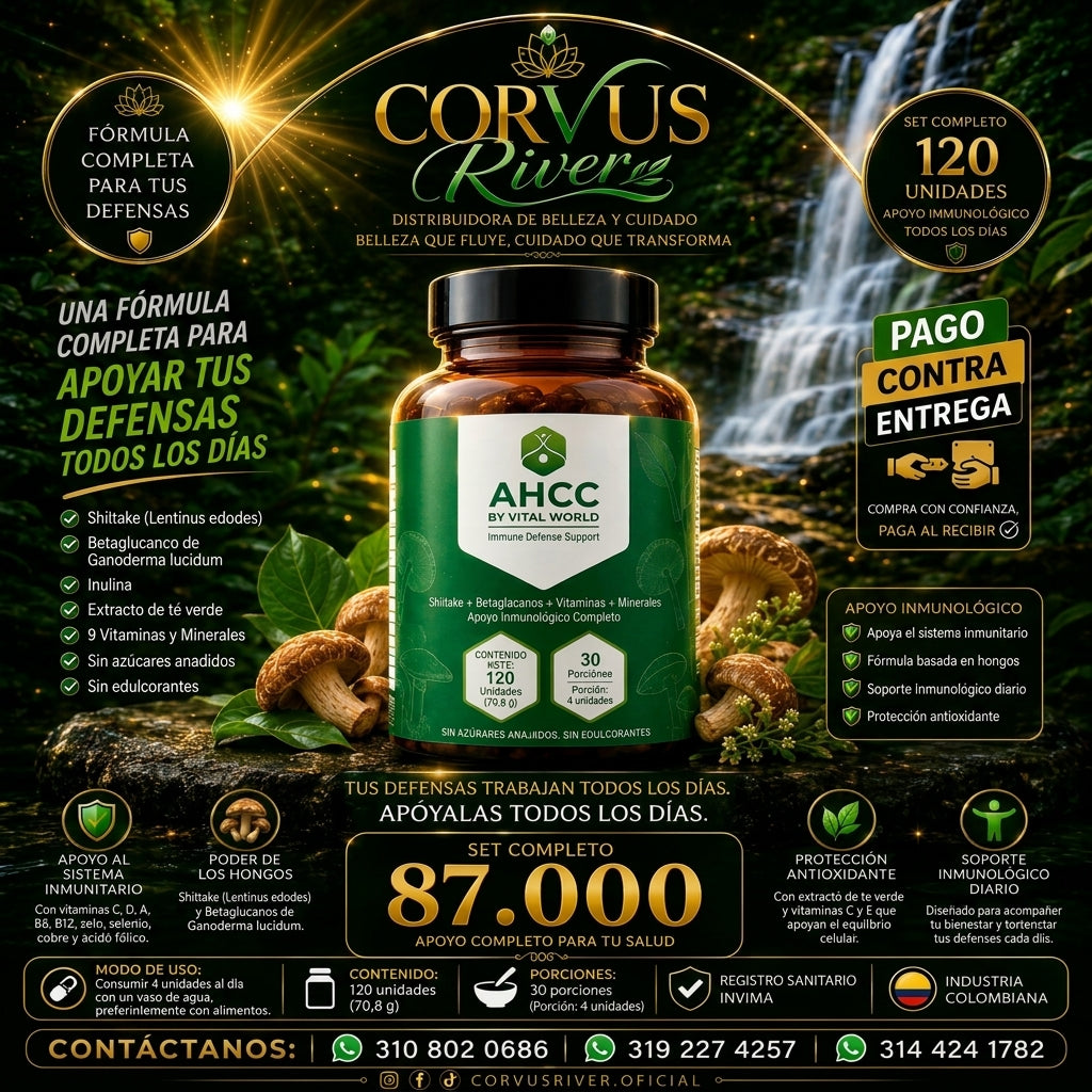 APOYO INMUNOLÓGICO MULTICOMPONENTE Y VITAMINICO  AHCC BY VITAL WORLD